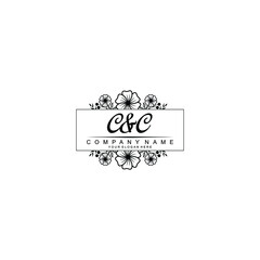 Initial CC Handwriting, Wedding Monogram Logo Design, Modern Minimalistic and Floral templates for Invitation cards	