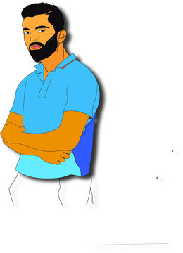 Indian Cricketer KL Rahul Cartoon Image / Illustration / Vector