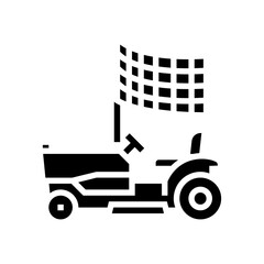 race on lawn mower glyph icon vector. race on lawn mower sign. isolated contour symbol black illustration