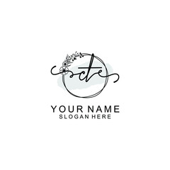 Initial CT Handwriting, Wedding Monogram Logo Design, Modern Minimalistic and Floral templates for Invitation cards	