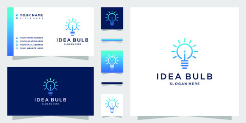Fototapeta na wymiar Smart idea icon bulb logo design with letter i and business card template