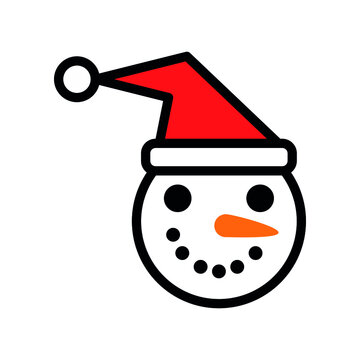 Snowman face fill line icon, Snowman head vector illustration, Isolated on white background. 64*64 pixel perfect , Editable stroke eps 10