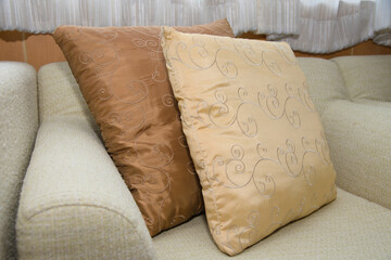 Fototapeta na wymiar Cushions on the sofa in the living room