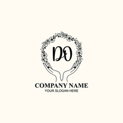 Initial DO Handwriting, Wedding Monogram Logo Design, Modern Minimalistic and Floral templates for Invitation cards