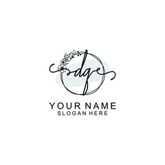 Initial DQ Handwriting, Wedding Monogram Logo Design, Modern Minimalistic and Floral templates for Invitation cards