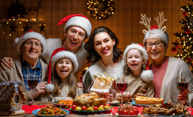 Fototapeta na wymiar family celebrating Christmas