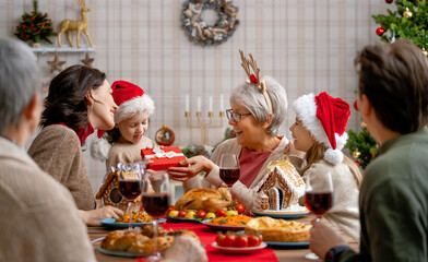 family celebrating Christmas