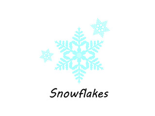 Snowflakes vector illustration isolated in white. Blue snowflakes. Winter season concept.