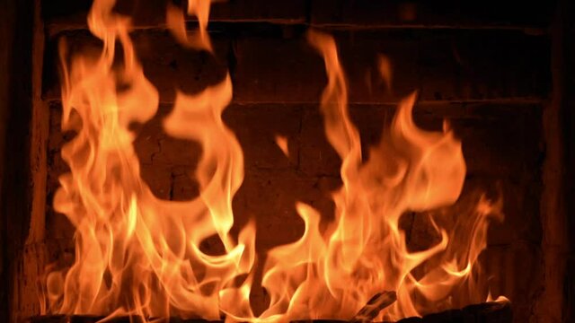 Fire flames on black background