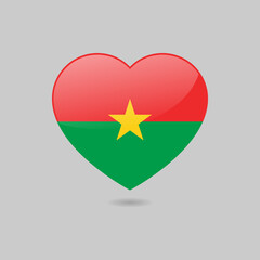 Vector Glossy Burkina Faso Flag Heart