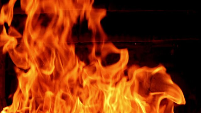 Fire flames on black background