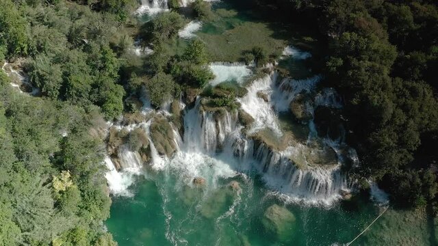 Krka National Park waterfall droneshot
