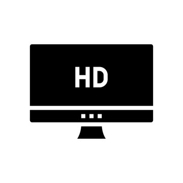 hd resolution computer screen glyph icon vector. hd resolution computer screen sign. isolated contour symbol black illustration