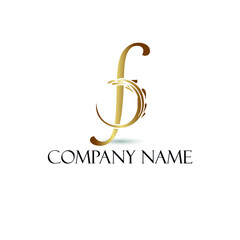 Abstract Golden Letter f Initial logotype in luxury and elegant logo concept template	