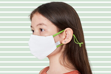 Girl wearing white face mask