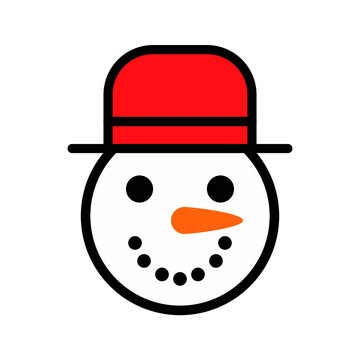 Snowman face fill line icon, Snowman head vector illustration, Isolated on white background. 64*64 pixel perfect , Editable stroke filled outline icon eps 10