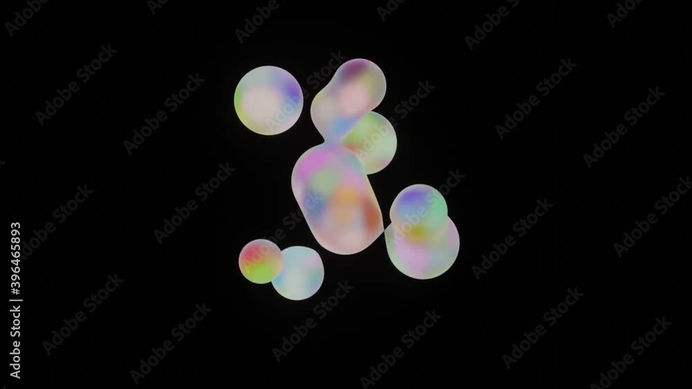 Poster airbuble metaball 3d footage. deforming organic rendering blob realistic animation. fluid shape diss