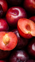 Red plum patterned background summer wallpaper