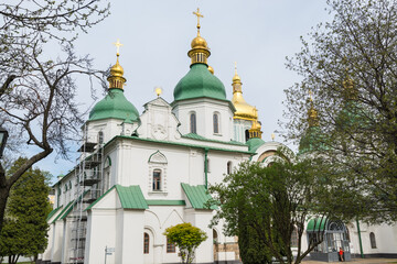 Fototapeta na wymiar Building of Saint Sophia's Cathedral Kiev in Ukraine, an outstanding architectural monument of Kievan Rus