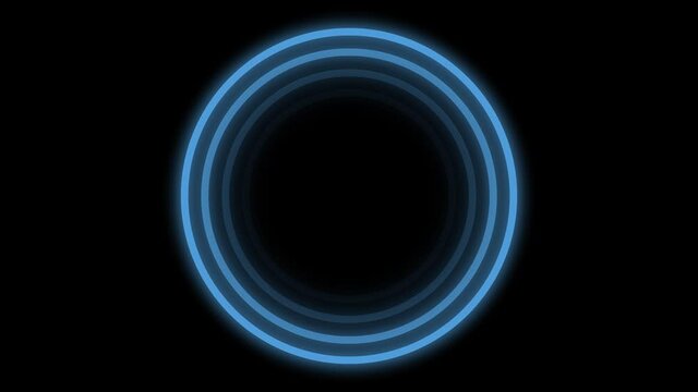 Glowing blue circle, shines and fades. Circle Loading icon loop out animation with dark background.