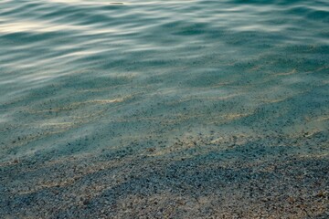 Natural background. Beautiful marine background. Seascape. Aerial top view of waves, foam, water, ocean. The nature of Adriatika