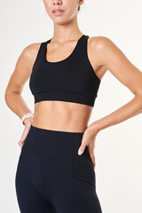 Asian woman in  black activewear mockup