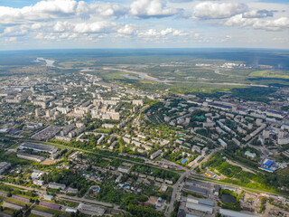 View from a height of 500 m to the city of Kirov (Russia)
