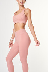 Woman in baby pink activewear mockup