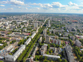 Aerial view of Oktyabrsky Avenue (Kirov, Russia)