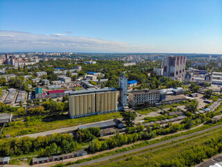 Aerial view of the grain elevator (Kirov, Russia)