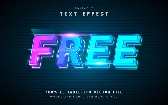 Free neon text effect with blue gradient