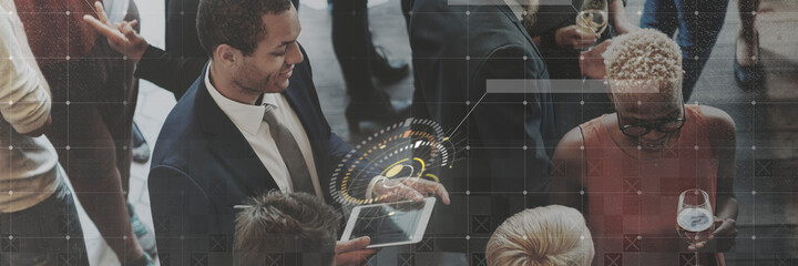 Diverse business people at a dinner party