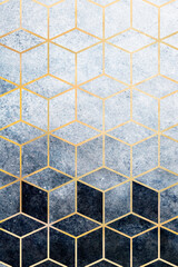 Abstract blue cubic patterned background - obrazy, fototapety, plakaty