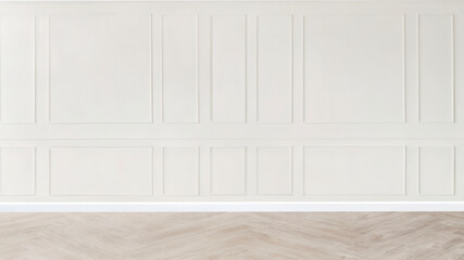 Minimal empty room mockup with white patterned wall