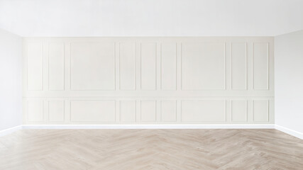 Obraz na płótnie Canvas Minimal empty room with white patterned wall