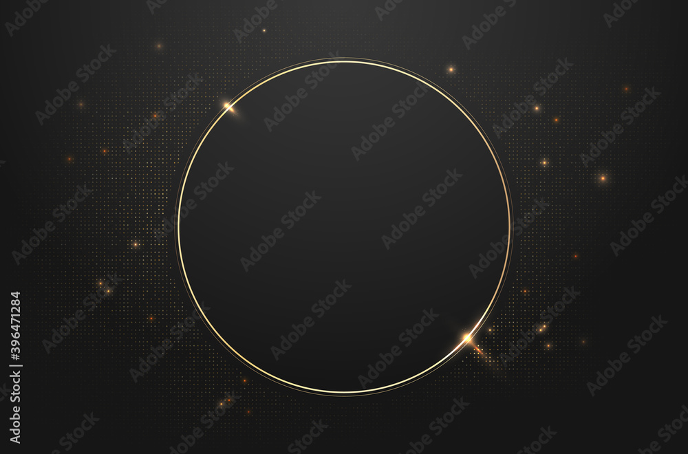 Canvas Prints shiny golden circle frame on dark background