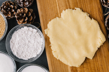 Cookie Dough With Pine Cones And Ingredients on Slate