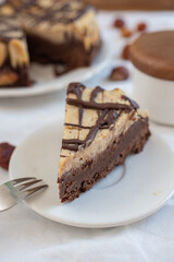 Delicious chestnut cake with almonds and chocolate glaze