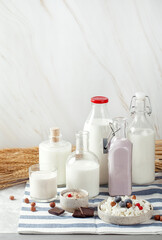 Obraz na płótnie Canvas dairy products milk sour cream cream