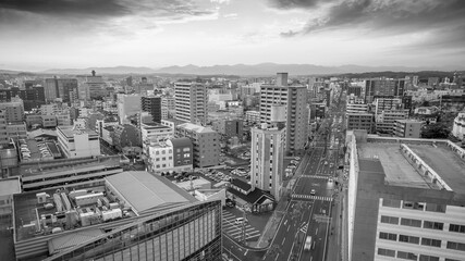 Fototapeta na wymiar Miyazaki city downtown skyline cityscape in Kyushu, Japan