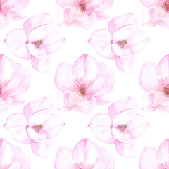 Beautiful romantic seamless pattern with blooming magnolia. Perfect for printing, web, textile design, various souvenirs, scrapbooking and other creative ideas.
