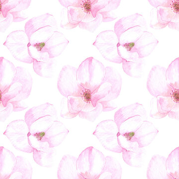 Beautiful romantic seamless pattern with blooming magnolia. Perfect for printing, web, textile design, various souvenirs, scrapbooking and other creative ideas.