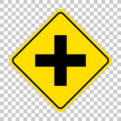 Obraz premium Yellow traffic warning sign on transparent background