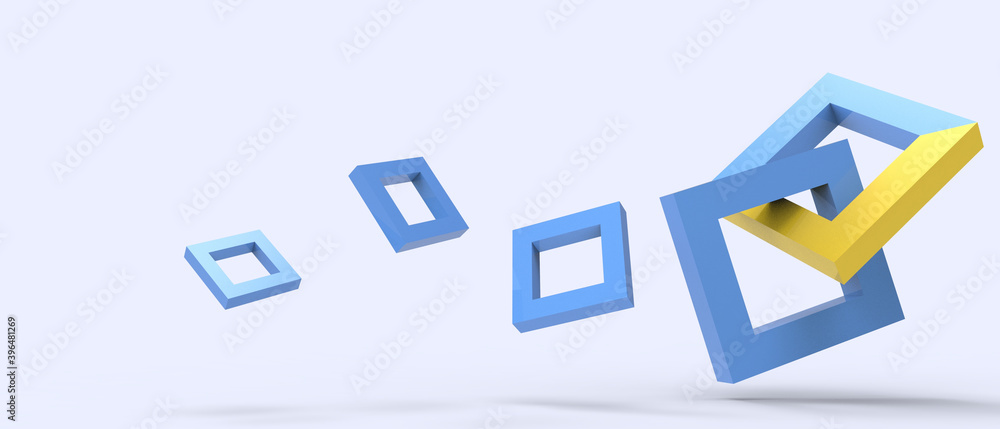 Poster success idea creative in business concepts checkmark right symbol tick icon and square shapes on blu