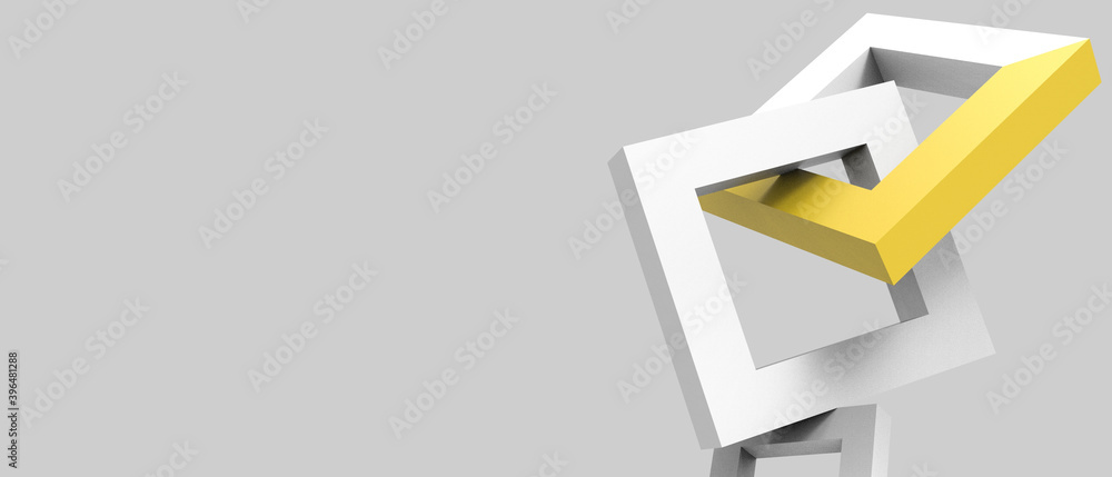 Poster success idea creative in business concepts checkmark right symbol icon and square shapes on grey bac