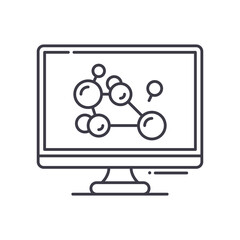 Molecular research icon, linear isolated illustration, thin line vector, web design sign, outline concept symbol with editable stroke on white background.