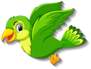 Cute green bird cartoon character