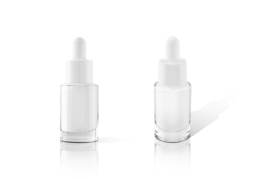 Glass Dropper Serum Bottle For Cosmetic Product Design Mockup Isolated On White Background