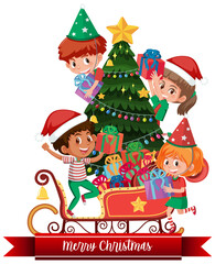 Obraz na płótnie Canvas Isolated happy children celebrating Christmas
