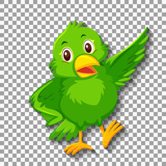 Cute green bird cartoon character
